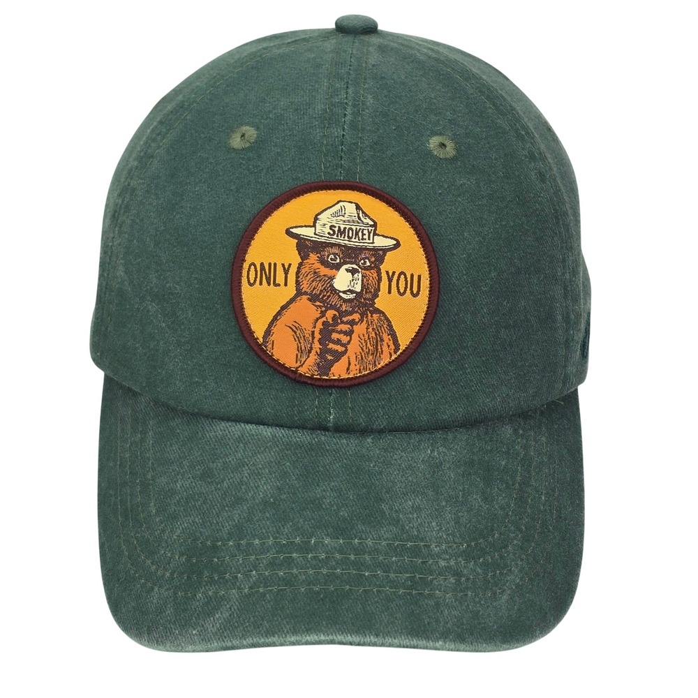 Smokey the Bear Hat Cap OSFA Unisex Green Only You Patch Cotton Adjustable Dad